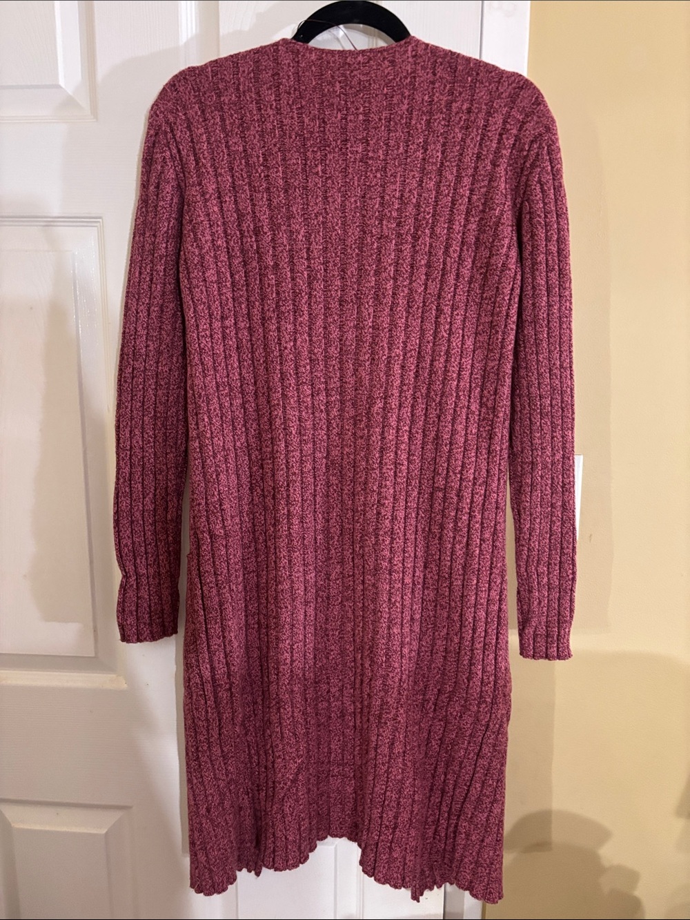 Pinko Long Open-Front Ribbed Cardigan - Raspberry Pink - Picture 6 of 6